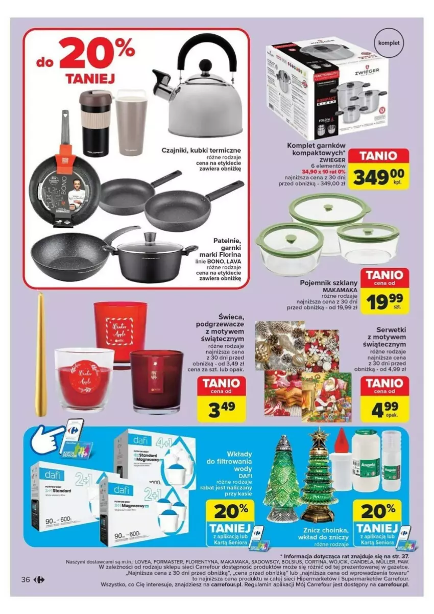 Gazetka promocyjna Carrefour - ważna 18.11 do 23.11.2024 - strona 30 - produkty: Bols, Choinka, Czajnik, Inka, Podgrzewacze, Pojemnik, Pojemnik szklany, Ser, Serwetki, Znicz