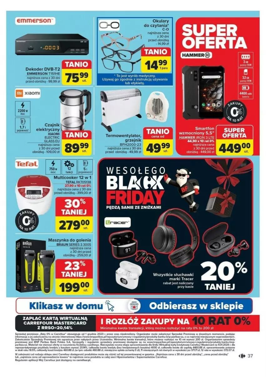 Gazetka promocyjna Carrefour - ważna 18.11 do 23.11.2024 - strona 31 - produkty: Acer, Braun, Czajnik, Fa, Gra, Grzejnik, HP, Kosz, LG, Maszynka, Maszynka do golenia, Por, Rum, Ser, Słuchawki, Sok, Szynka, Tefal, Termowentylator, Top, Tran