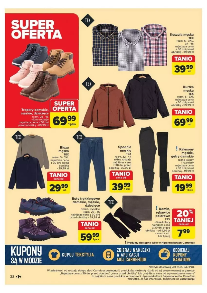 Gazetka promocyjna Carrefour - ważna 18.11 do 23.11.2024 - strona 32 - produkty: Bluza, Buty, Dzieci, Fa, Kalesony, Klej, Kosz, Koszula, Kurtka, LG, Pur, Rękawice, Sok, Sony, Spodnie