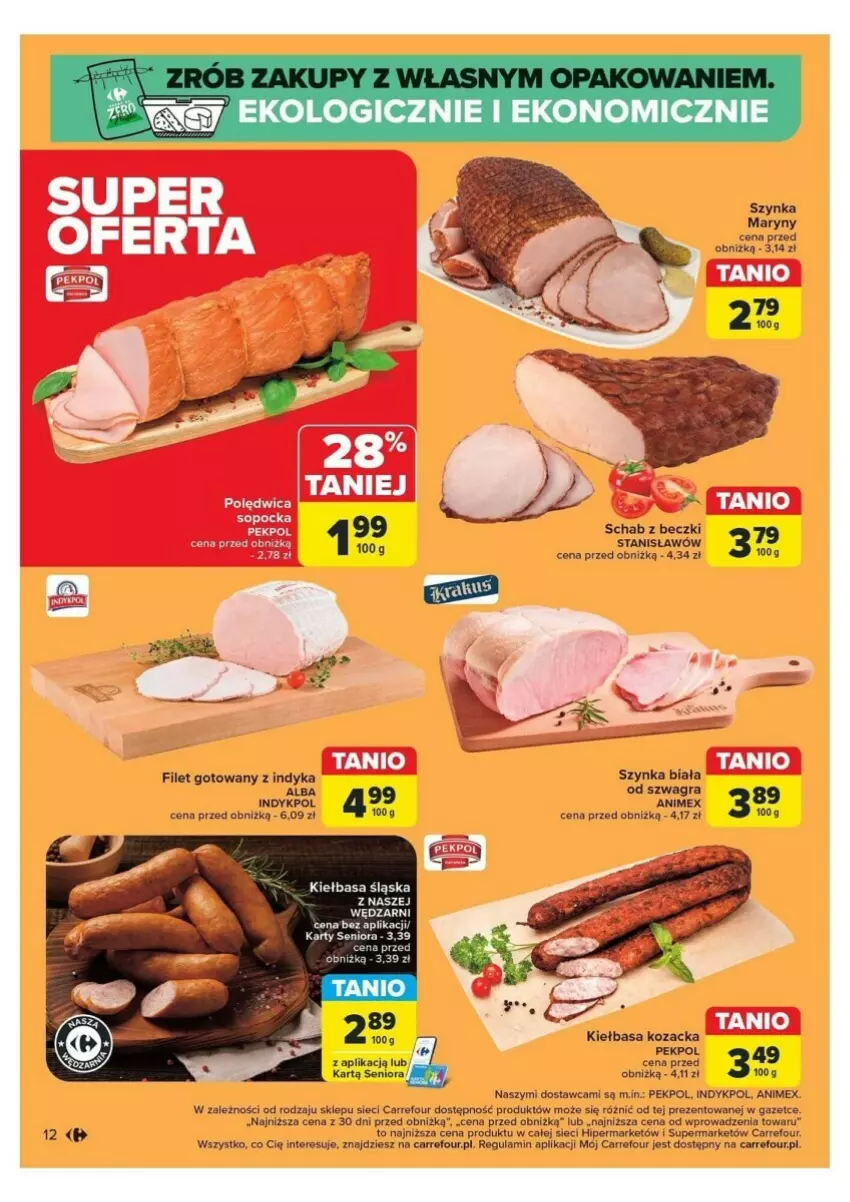 Gazetka promocyjna Carrefour - ważna 18.11 do 23.11.2024 - strona 4 - produkty: Gra, Kiełbasa, Kiełbasa śląska, Pekpol, Polędwica, Szynka, Szynka biała