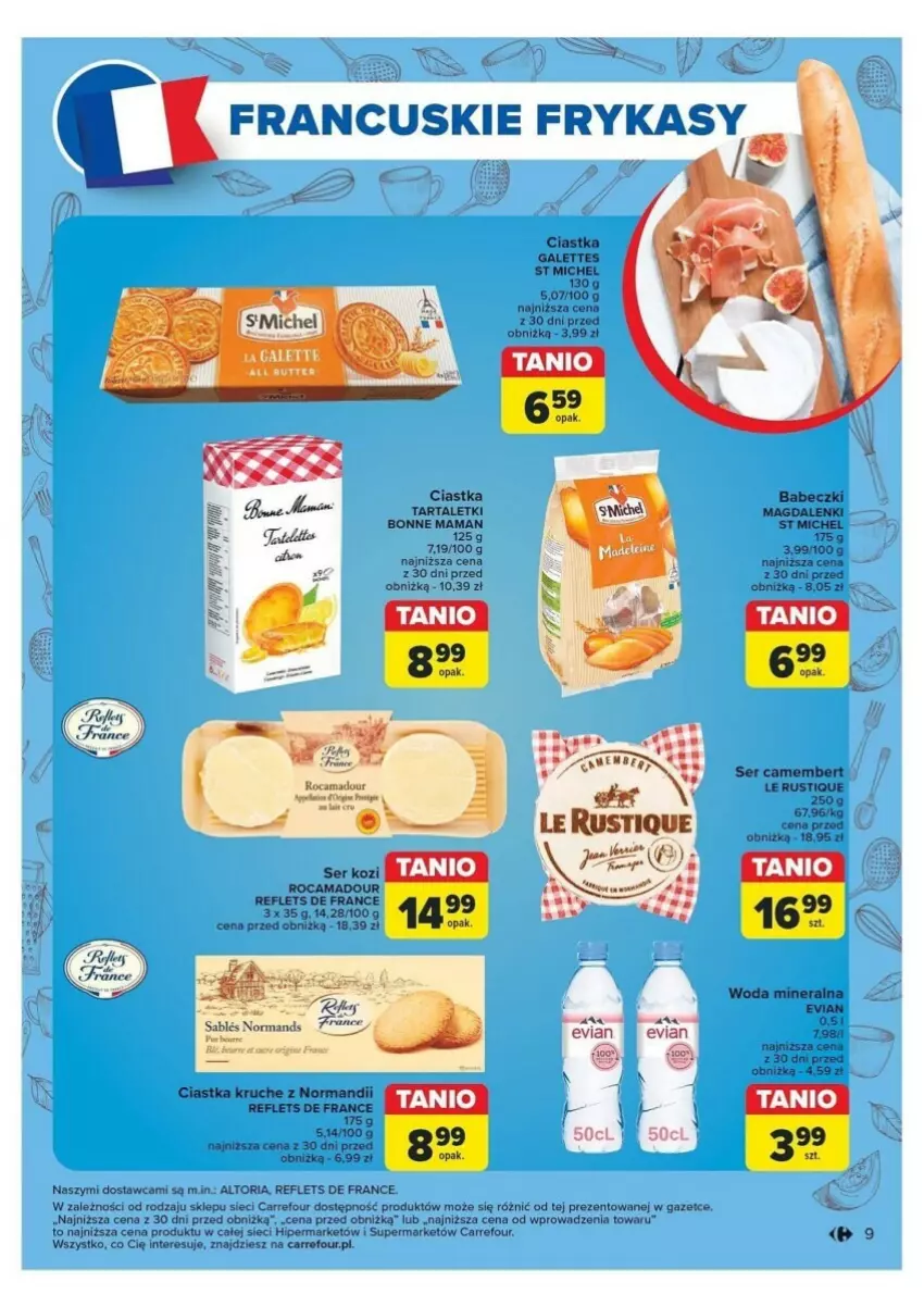 Gazetka promocyjna Carrefour - ważna 18.11 do 23.11.2024 - strona 43 - produkty: Babeczki, Camembert, Ciastka, Rust, Ser, Ser kozi, Tarta, Woda, Woda mineralna