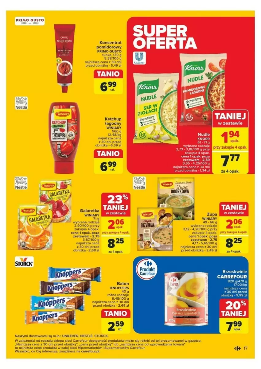 Gazetka promocyjna Carrefour - ważna 18.11 do 23.11.2024 - strona 9 - produkty: Baton, Brzoskwinie, Gala, Galaretka, Ketchup, Knoppers, Mecze, Winiary, Zupa