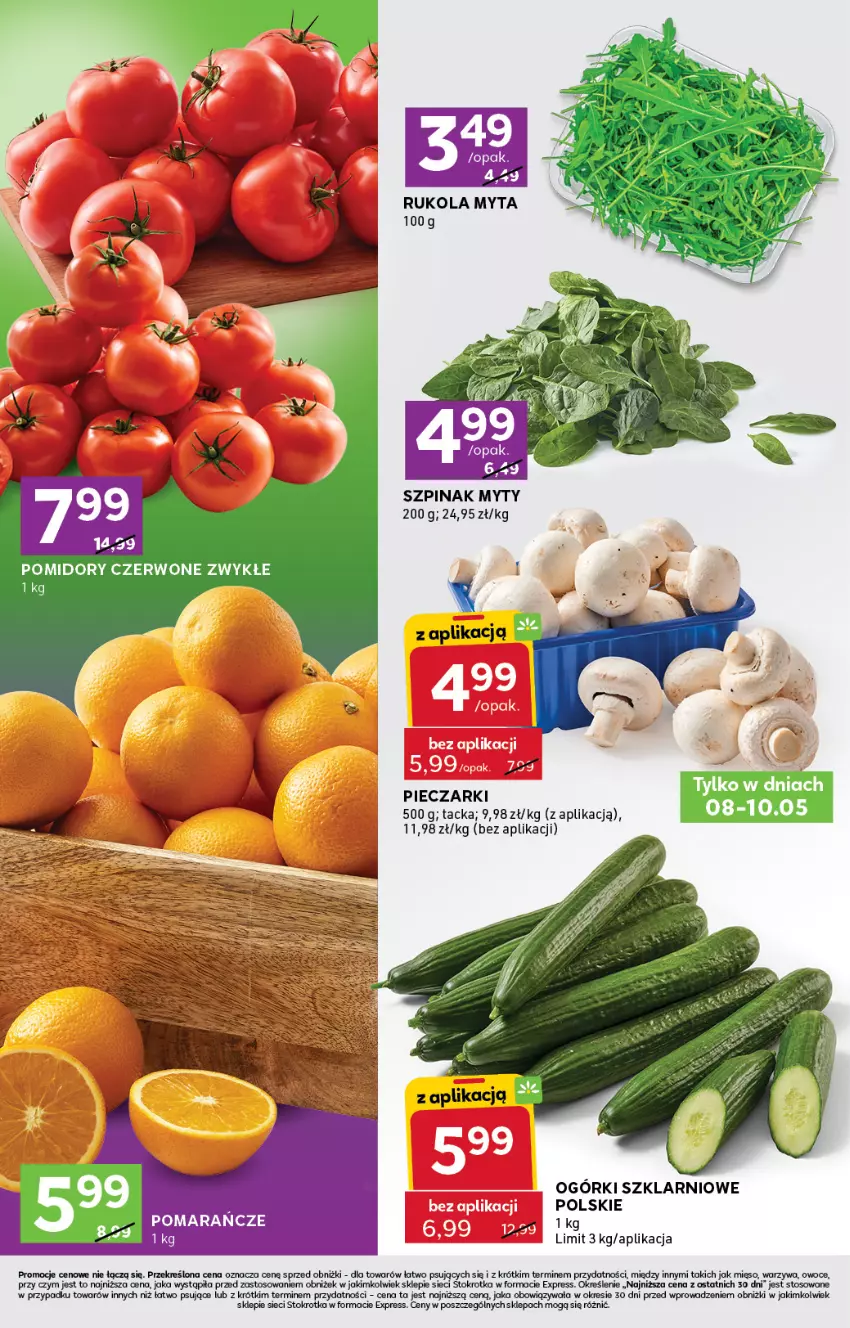 Gazetka promocyjna Stokrotka - Stokrotka Express - ważna 08.05 do 14.05.2025 - strona 2 - produkty: Mięso, Owoce, Piec, Pomidory, Rukola, Szpinak
