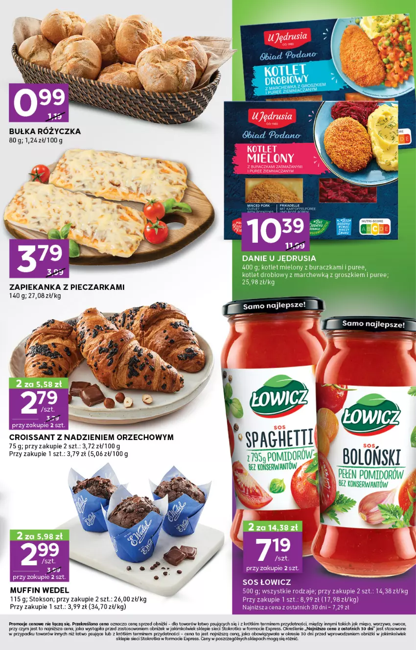 Gazetka promocyjna Stokrotka - Stokrotka Express - ważna 08.05 do 14.05.2025 - strona 3 - produkty: Bułka, Croissant, Fa, Kotlet, Mięso, Owoce, Piec, Pieczarka, Pur, Ser, Sos, Zapiekanka