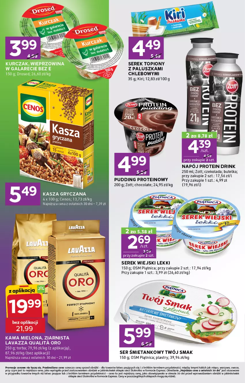Gazetka promocyjna Stokrotka - Stokrotka Express - ważna 08.05 do 14.05.2025 - strona 4 - produkty: Cenos, Chleb, Czekolada, Gry, Kasza, Kasza gryczana, Kawa, Kawa mielona, Lavazza, Mięso, Napój, Owoce, Piątnica, Pudding, Ser, Serek, Serek wiejski, Top, Torba, Warzywa, Zott