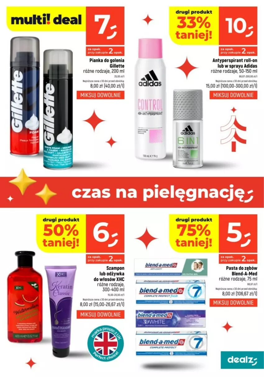 Gazetka promocyjna Dealz - ważna 21.11 do 27.11.2024 - strona 14 - produkty: Adidas, Antyperspirant, Blend-a-Med, Gaga, Gillette, Odżywka, Pasta do zębów, Pianka do golenia, Szampon