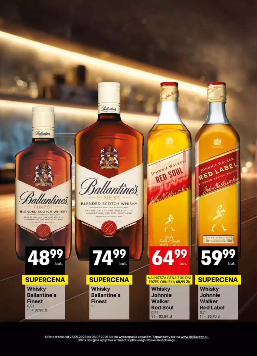 Gazetka promocyjna Delikatesy Centrum - Delibarek DC26-DC27 - ważna 25.06 do 08.07.2026 - strona 15 - produkty: Ballantine's, Johnnie Walker, Rama, Whisky
