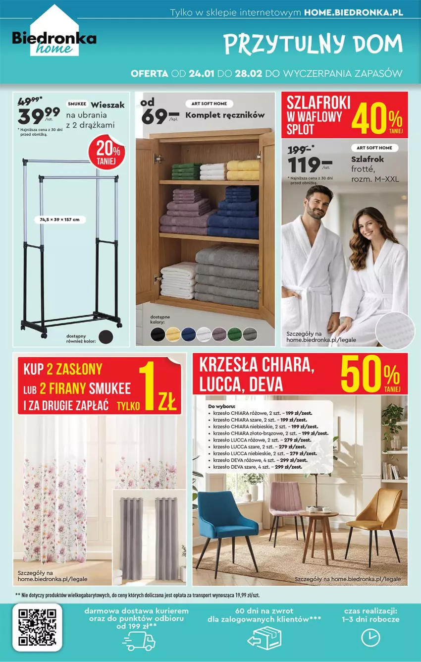 Gazetka promocyjna Biedronka - Home - ważna 24.01 do 31.01.2026 - strona 4 - produkty: Amica, Chia, Fa, Krzesło, Ręcznik, Szlafrok, Ubrania, Wieszak
