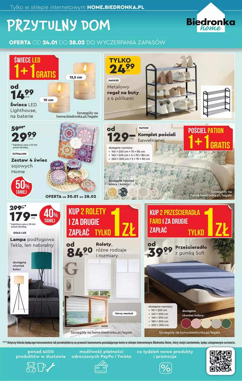 Gazetka promocyjna Biedronka - Home - ważna 24.01 do 31.01.2026 - strona 5 - produkty: Buty, Lampa, Lampa podłogowa, Półka, Pościel, Regał