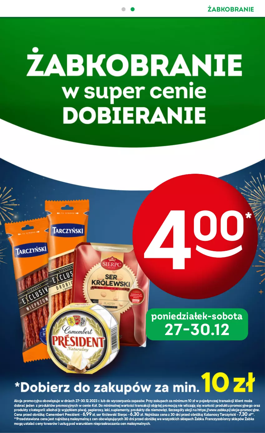 Gazetka promocyjna Żabka - ważna 20.12.2023 do 02.01.2024 - strona 5 - produkty: Camembert, Kabanos, Królewski, Papier, Piwa, Ser, Tarczyński, Tran