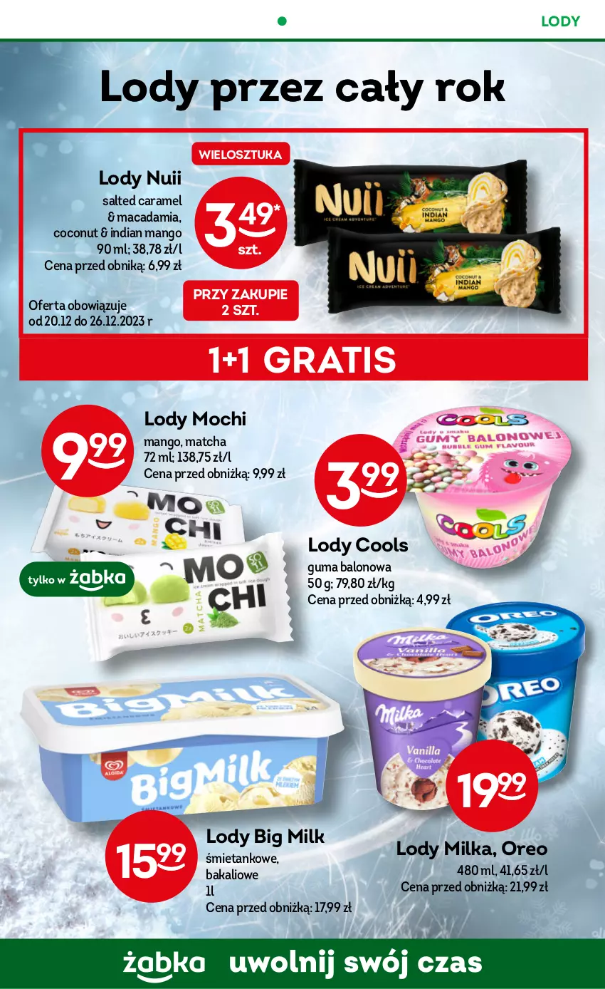 Gazetka promocyjna Żabka - ważna 20.12.2023 do 02.01.2024 - strona 55 - produkty: Big Milk, Gra, Lody, Mango, Milka, Oreo