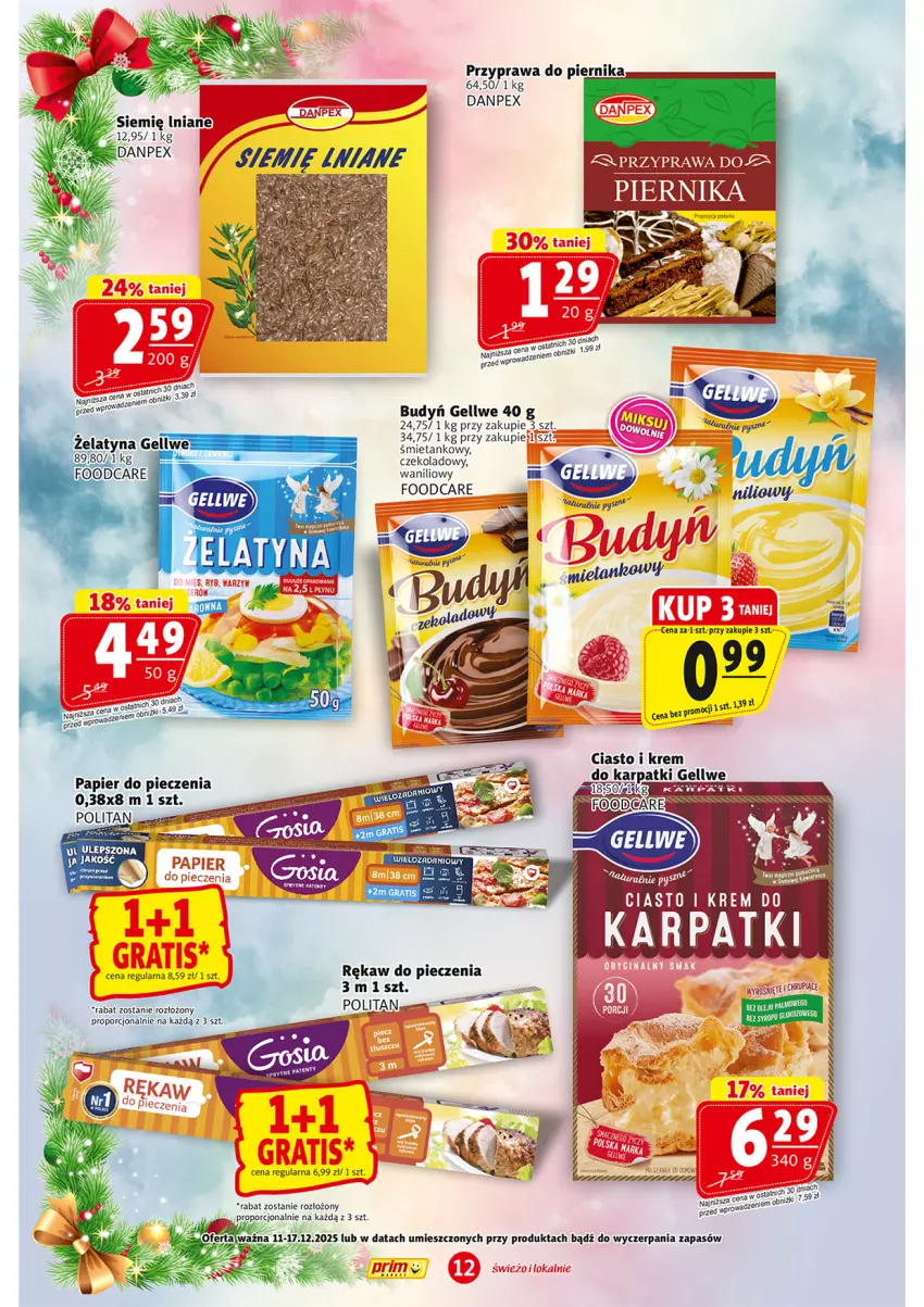 Gazetka promocyjna Prim Market - ważna 11.12 do 17.12.2025 - strona 12 - produkty: Budyń, Gin, Papier, Papier do pieczenia, Piec, Piernik, Por