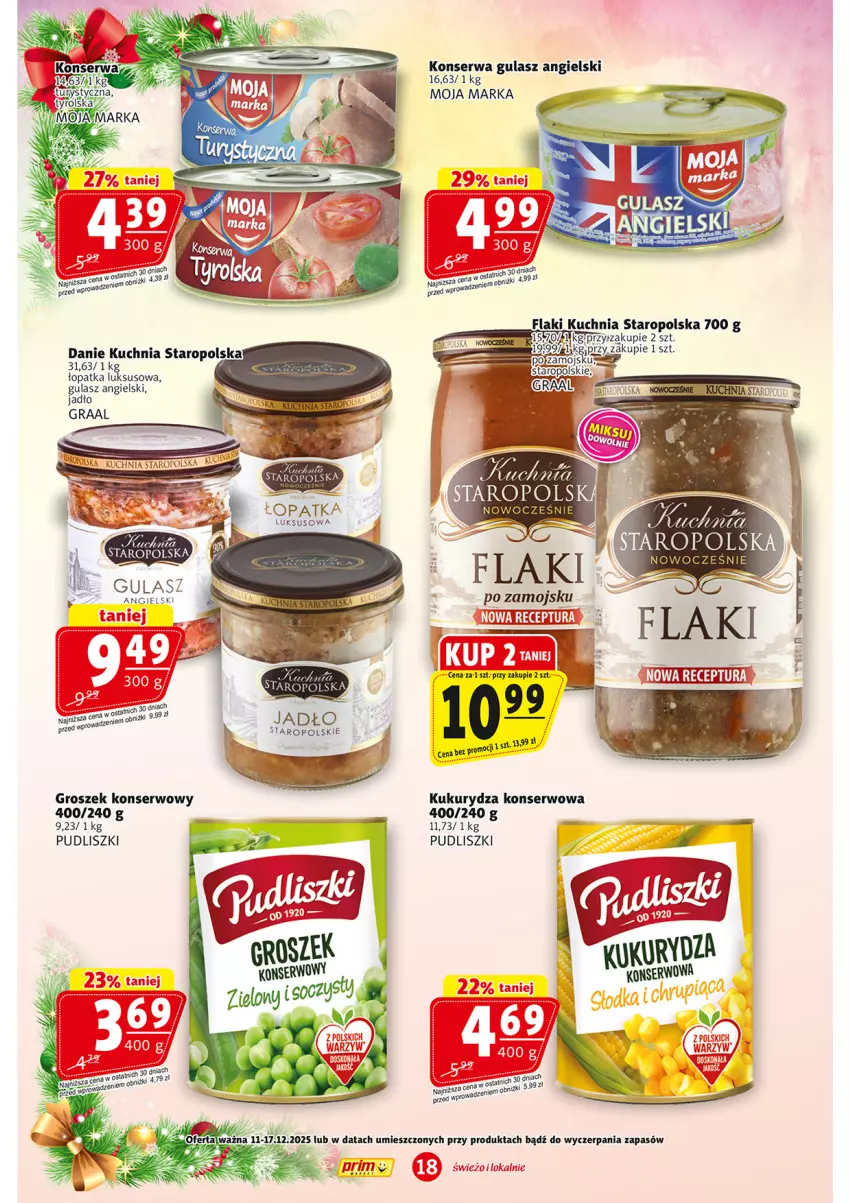 Gazetka promocyjna Prim Market - ważna 11.12 do 17.12.2025 - strona 18 - produkty: Gra, Graal, Groszek, Kuchnia, Kuchnia Staropolska, Kukurydza, Kukurydza konserwowa, Pudliszki, Ser