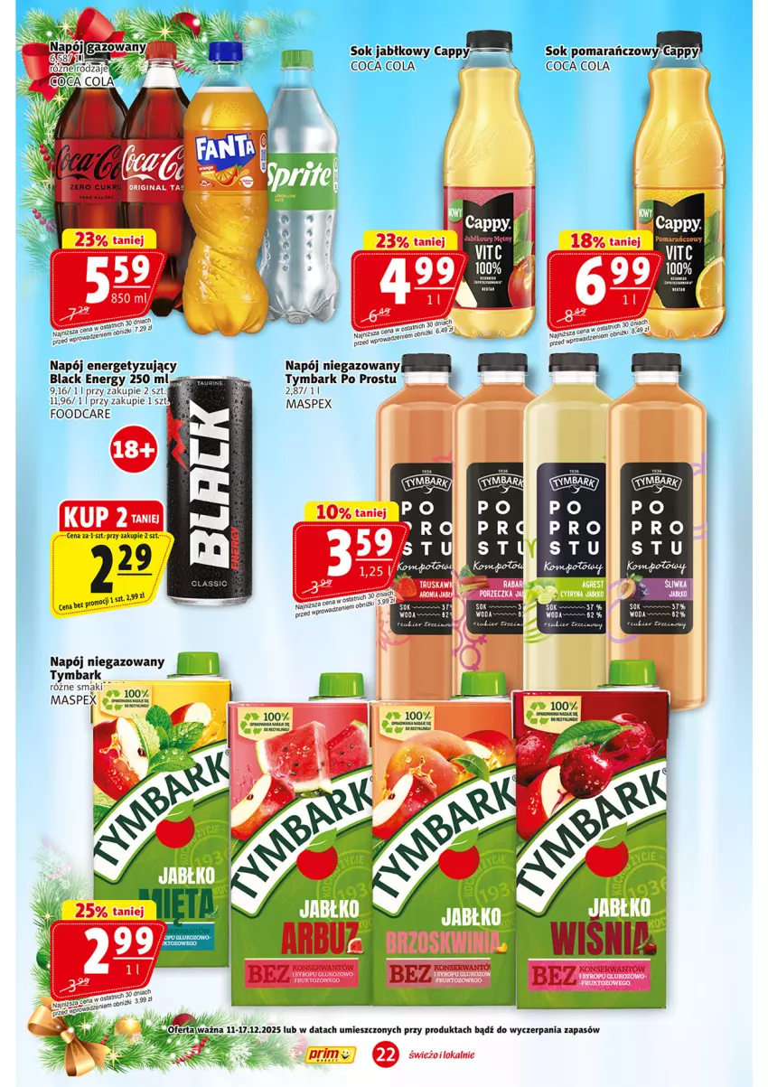 Gazetka promocyjna Prim Market - ważna 11.12 do 17.12.2025 - strona 22 - produkty: Gin, Lack, Napój, Napój niegazowany, Sok, Sok jabłkowy, Sok pomarańczowy, Syrop, Tymbark