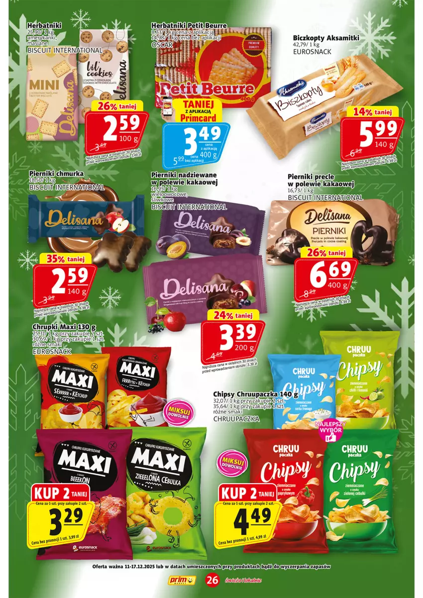Gazetka promocyjna Prim Market - ważna 11.12 do 17.12.2025 - strona 26 - produkty: Aksam, BIC, Chipsy, Herbatniki, Piernik, Precle