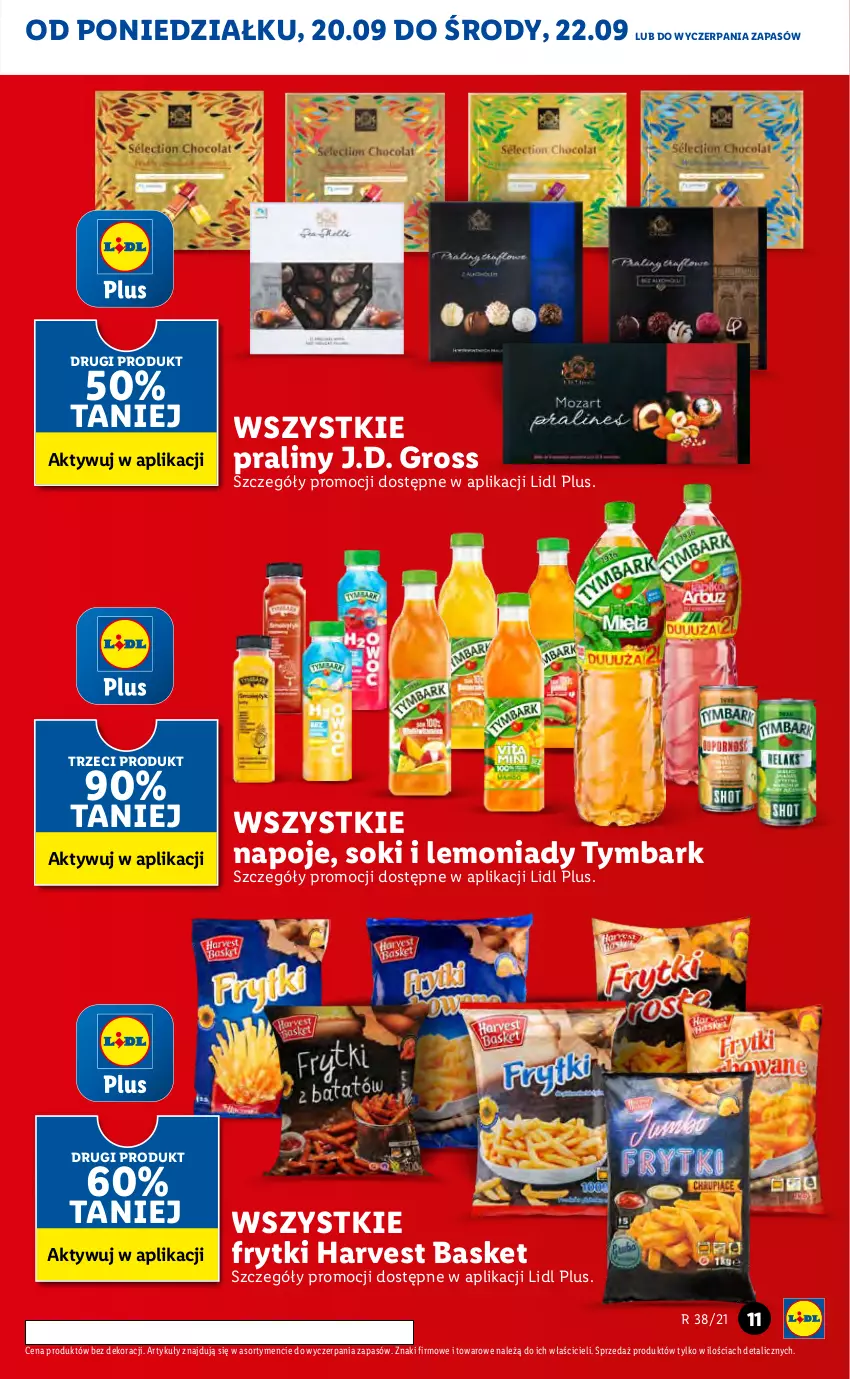 Gazetka promocyjna Lidl - GAZETKA - ważna 20.09 do 22.09.2021 - strona 11 - produkty: Frytki, Napoje, Praliny, Sok, Tymbark