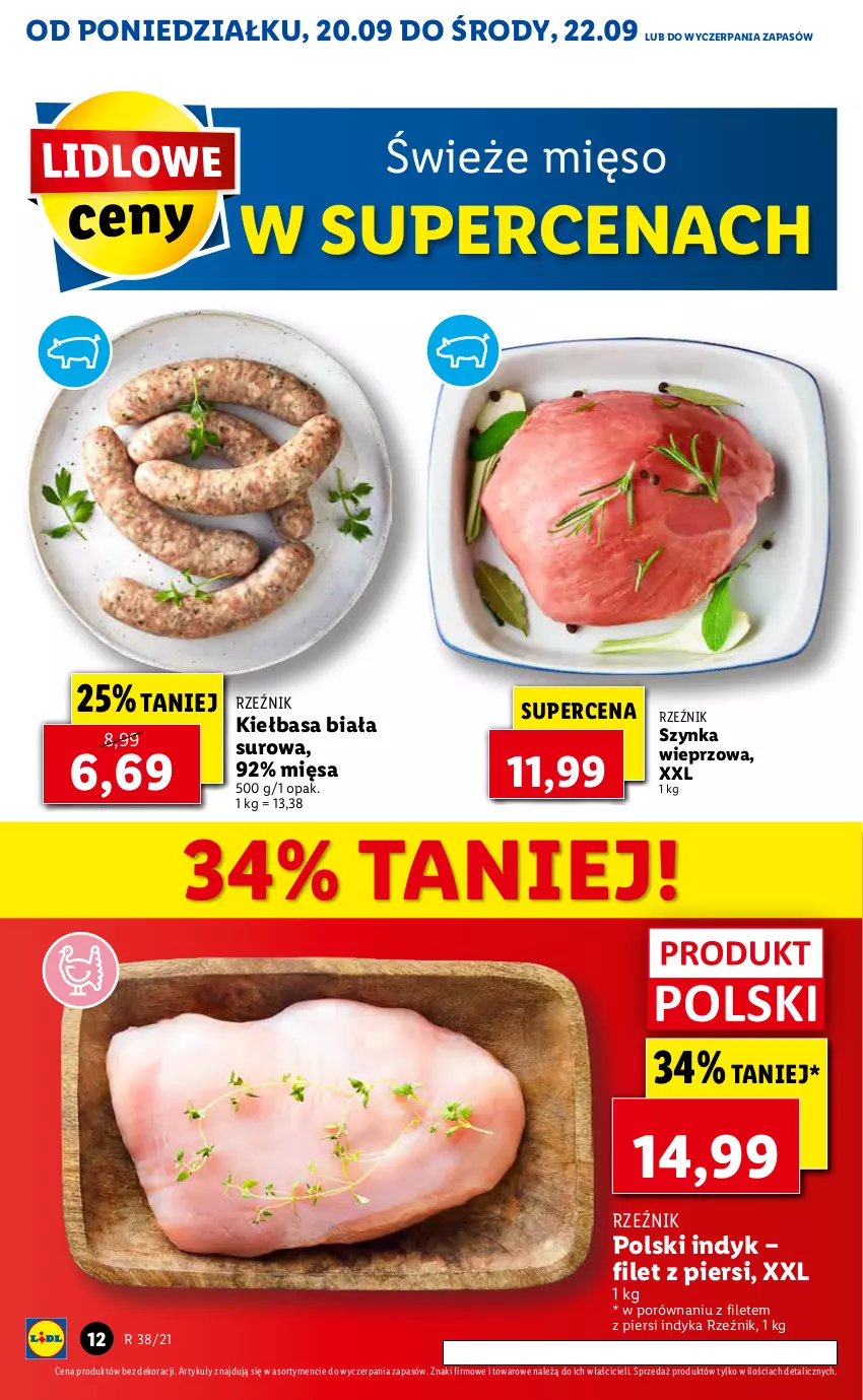 Gazetka promocyjna Lidl - GAZETKA - ważna 20.09 do 22.09.2021 - strona 12 - produkty: Kiełbasa, Kiełbasa biała, Mięso, Por, Szynka, Szynka wieprzowa