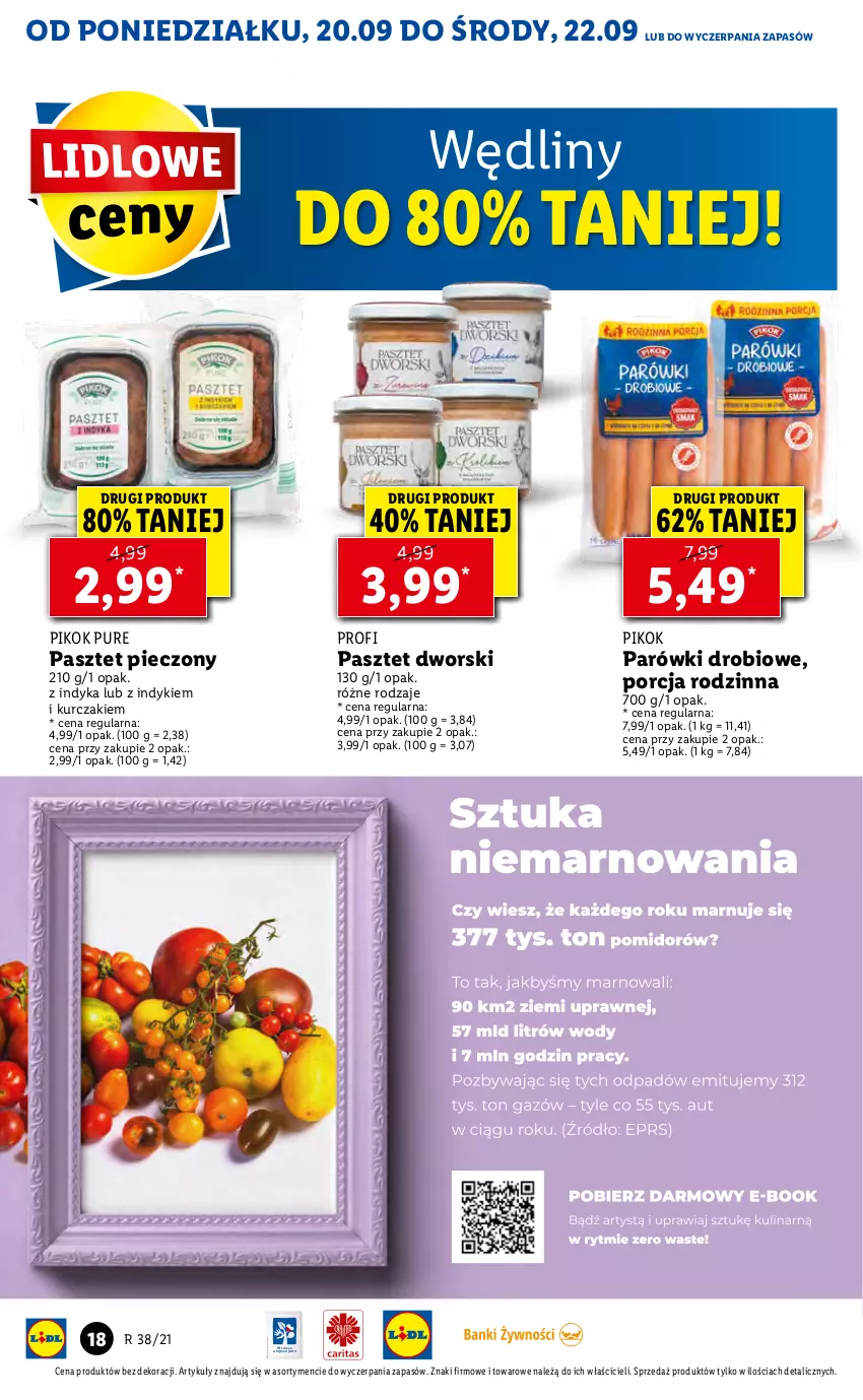 Gazetka promocyjna Lidl - GAZETKA - ważna 20.09 do 22.09.2021 - strona 18 - produkty: Kurczak, Parówki, Pasztet, Piec, PIKOK, Por, Pur