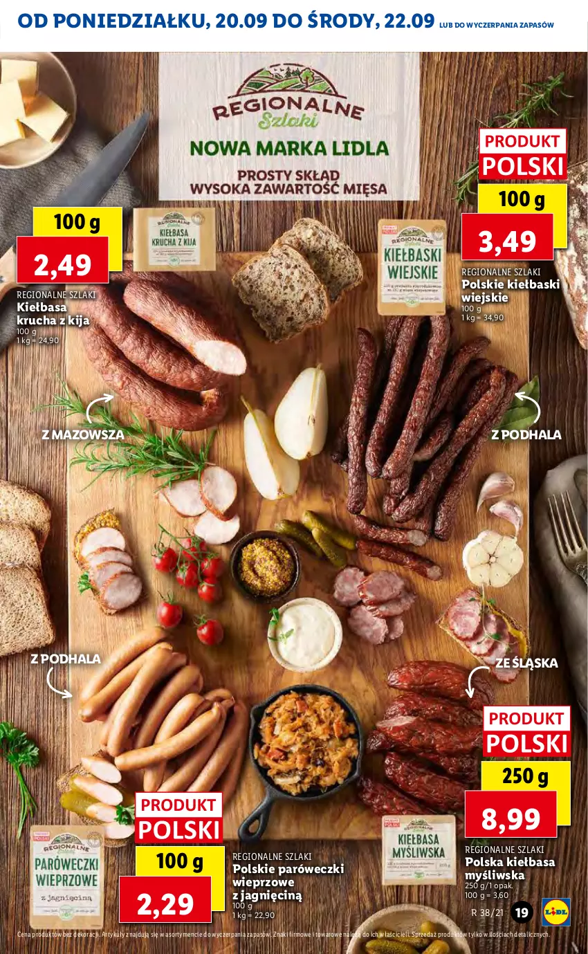 Gazetka promocyjna Lidl - GAZETKA - ważna 20.09 do 22.09.2021 - strona 19 - produkty: Kiełbasa, Kiełbasa krucha