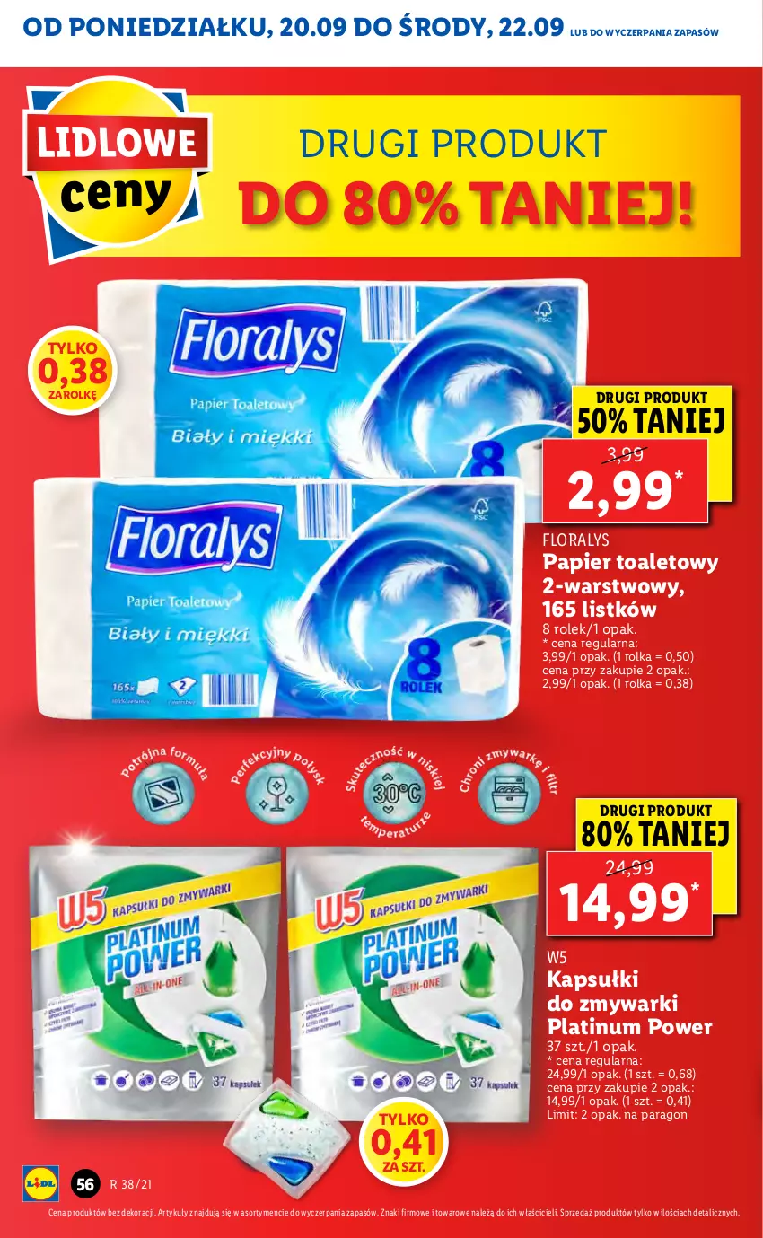 Gazetka promocyjna Lidl - GAZETKA - ważna 20.09 do 22.09.2021 - strona 56 - produkty: Flora, Papier, Papier toaletowy, Zmywarki