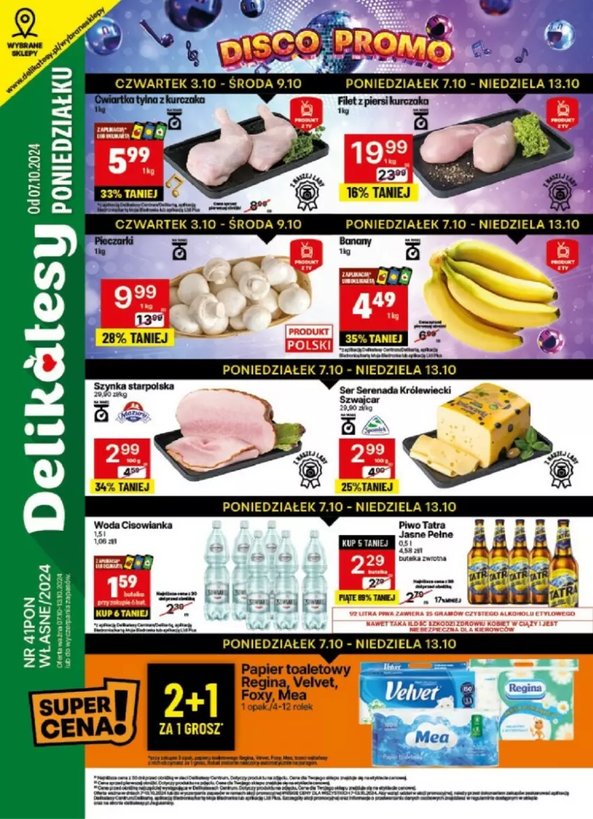 Gazetka promocyjna Delikatesy Centrum - ważna 07.10 do 13.10.2024 - strona 1 - produkty: Banany, Gra, Hama, Piec, Piwo, Ser, Tatra, Tera