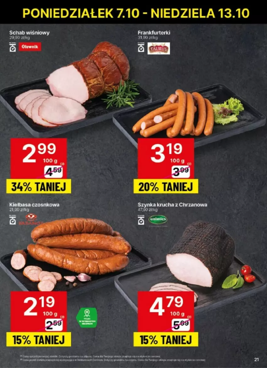 Gazetka promocyjna Delikatesy Centrum - ważna 07.10 do 13.10.2024 - strona 14 - produkty: Chrzan, Frankfurterki, Rum, Szynka