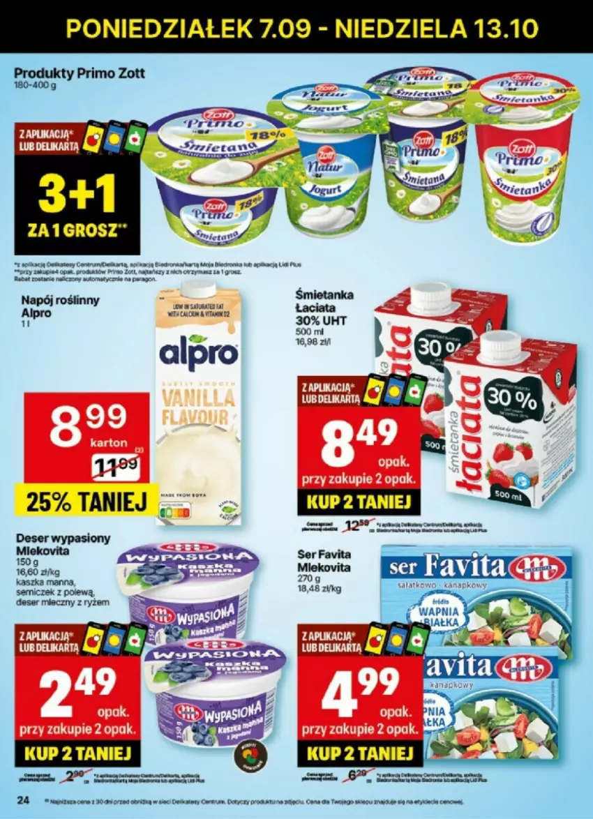 Gazetka promocyjna Delikatesy Centrum - ważna 07.10 do 13.10.2024 - strona 17 - produkty: Alpro, Deser, Fa, Favita, Napój, Napój roślinny, Rum, Ser