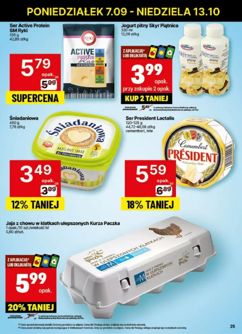 Gazetka promocyjna Delikatesy Centrum - ważna 07.10 do 13.10.2024 - strona 18 - produkty: Brie, Camembert, Danio, Jaja, Ser