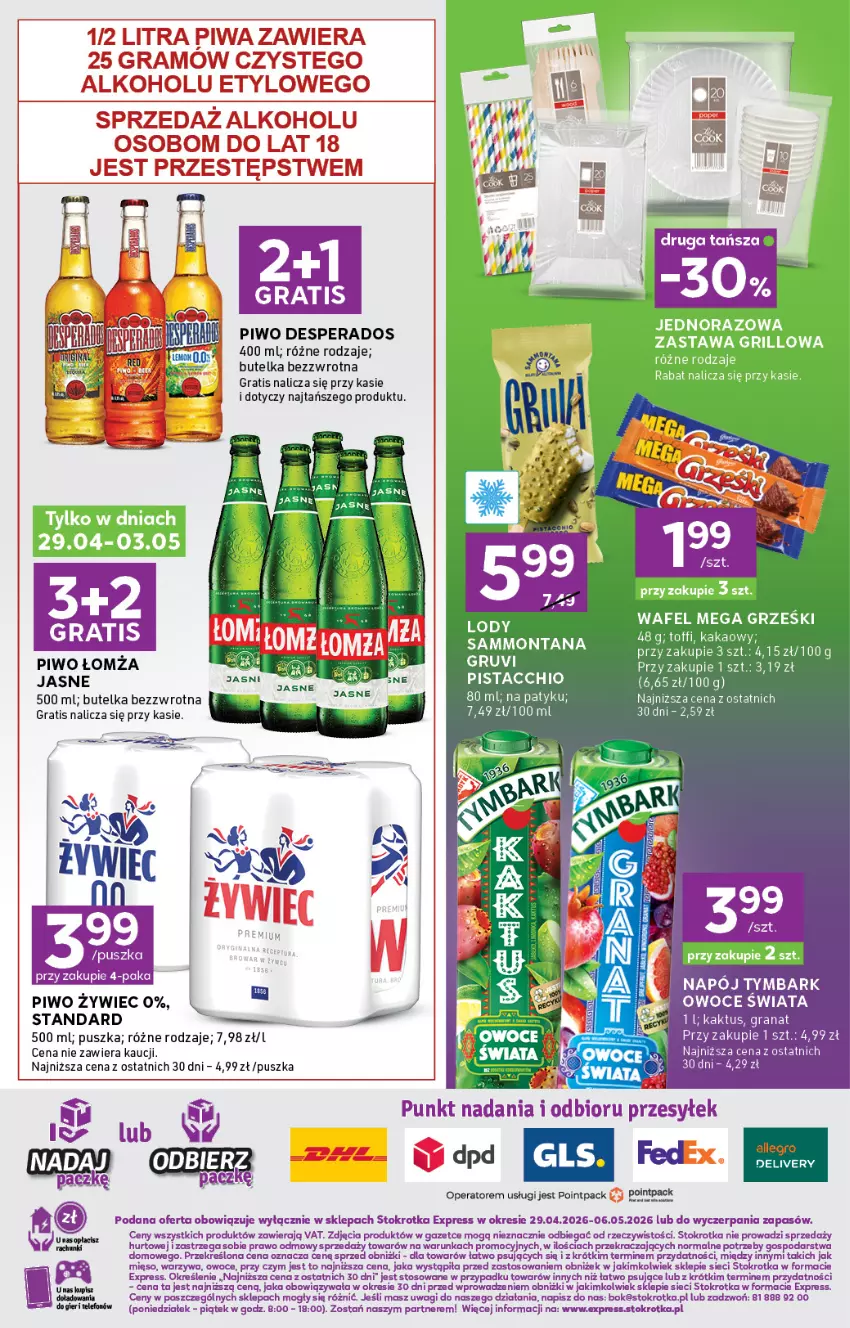 Gazetka promocyjna Stokrotka - Stokrotka Express - ważna 29.04 do 06.05.2026 - strona 6 - produkty: Desperados, Gra, Granat, Kakao, Kaktus, Mięso, O nas, Owoce, Piwa, Piwo, Por, Tymbark, Wagi, Warzywa