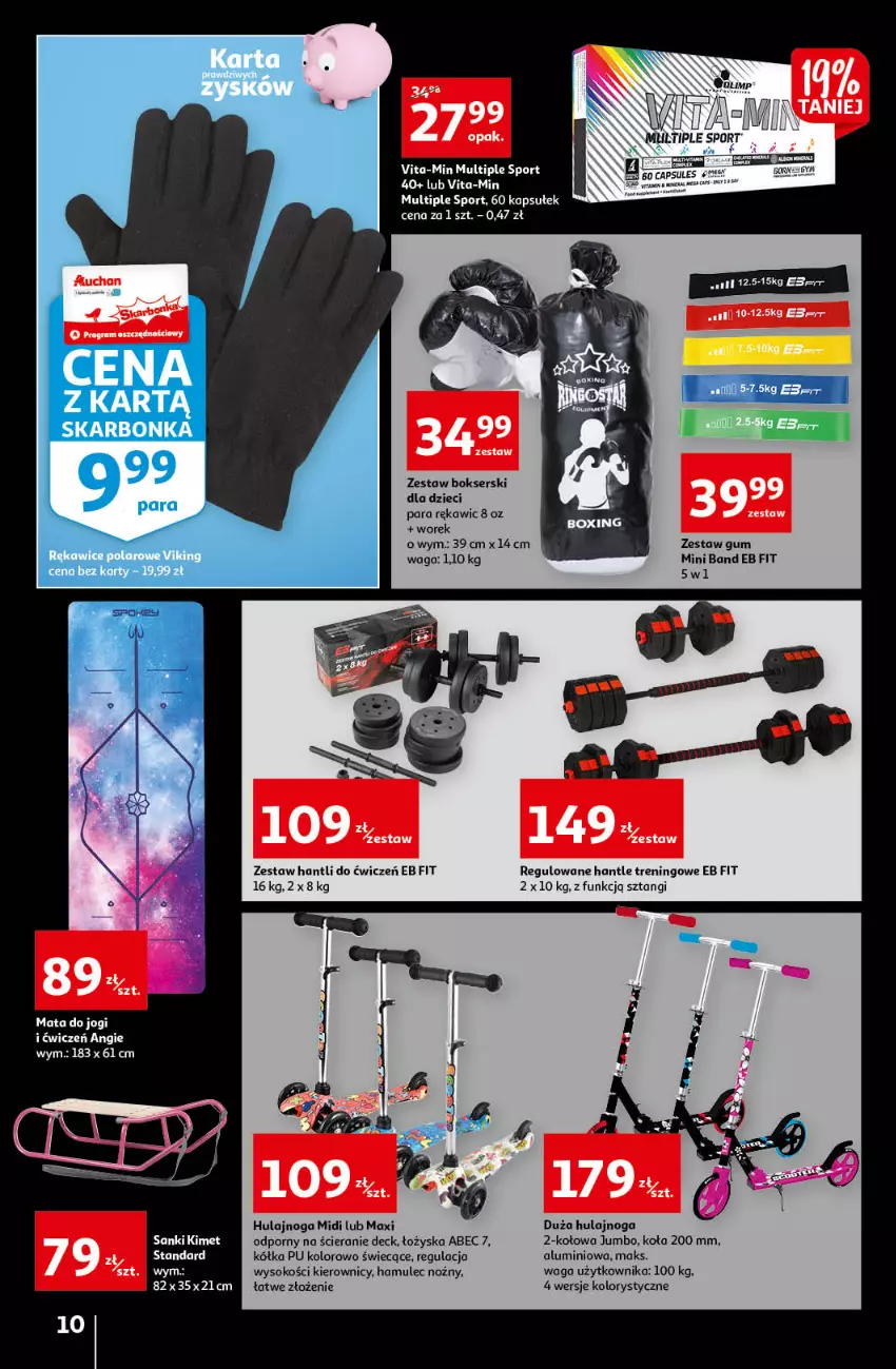 Gazetka promocyjna Auchan - Black Week - ważna 22.11 do 28.11.2021 - strona 10 - produkty: Dzieci, Hulajnoga, Mule, Por, Sanki, Ser, Sok, Sport, Vita-Min, Waga, Zestaw bokserski, Zestaw hantli