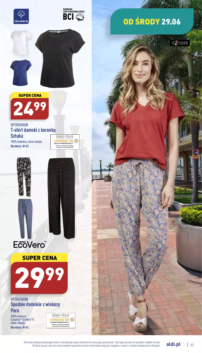 Gazetka promocyjna Aldi - Pełny katalog - ważna 27.06 do 02.07.2022 - strona 33 - produkty: Fa, Spodnie, T-shirt, Wełna