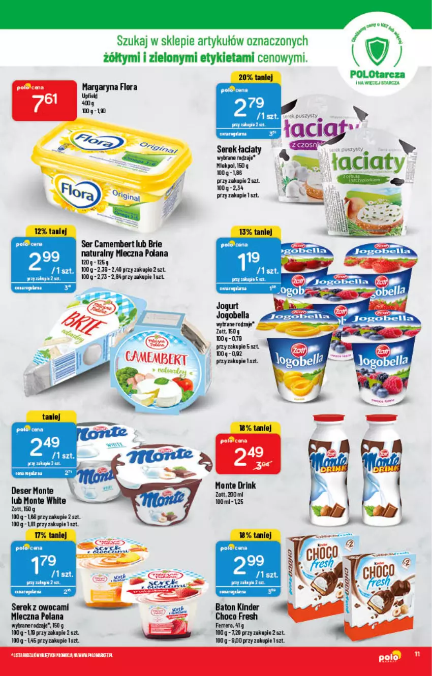 Gazetka promocyjna PoloMarket - Gazetka pomocyjna - ważna 23.02 do 01.03.2022 - strona 11 - produkty: Baton, Brie, Camembert, Deser, Ferrero, Kinder, LANA, Monte, Ser, Serek, Zott