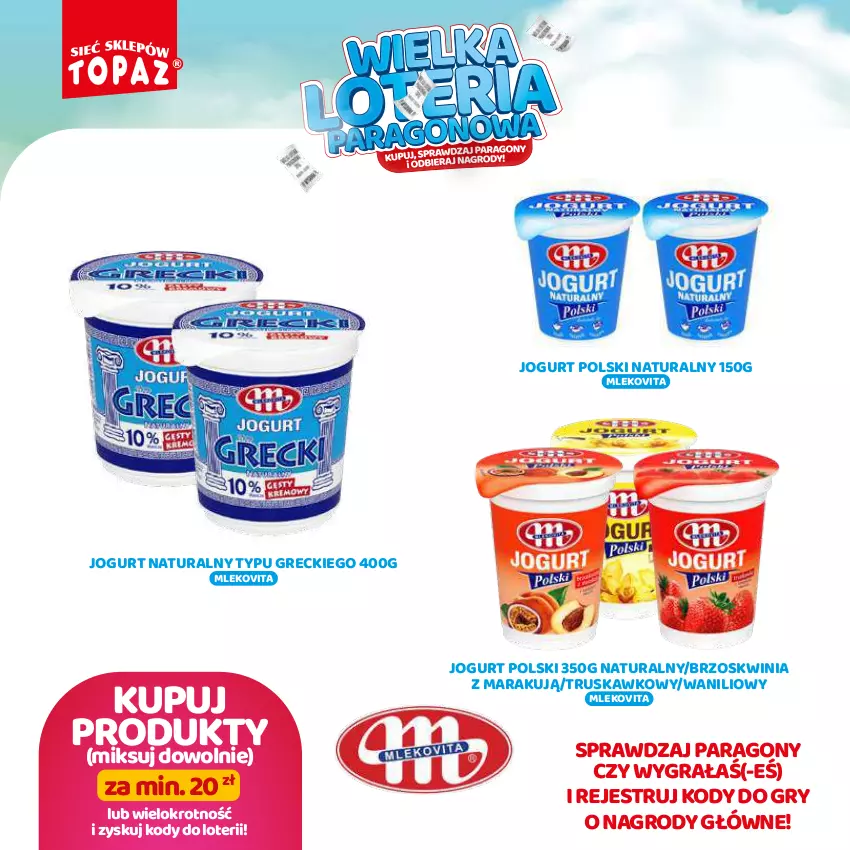 Gazetka promocyjna Topaz - Gazetka - ważna 19.08 do 13.10.2024 - strona 12 - produkty: Gra, Gry, Jogurt, Jogurt naturalny, Mleko, Mlekovita