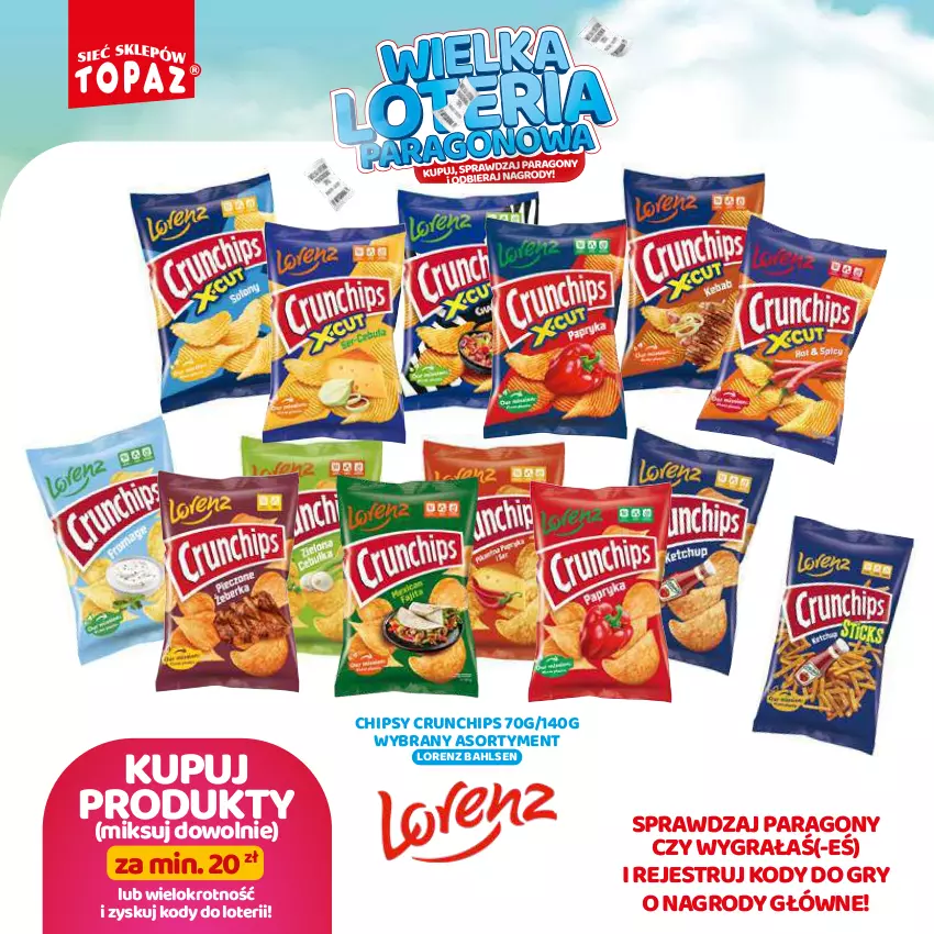 Gazetka promocyjna Topaz - Gazetka - ważna 19.08 do 13.10.2024 - strona 36 - produkty: Chipsy, Crunchips, Gra, Gry, Lorenz