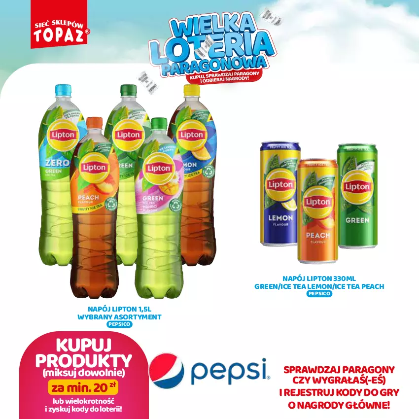 Gazetka promocyjna Topaz - Gazetka - ważna 19.08 do 13.10.2024 - strona 46 - produkty: Gra, Gry, Ice tea, Lipton, Napój, Pepsi