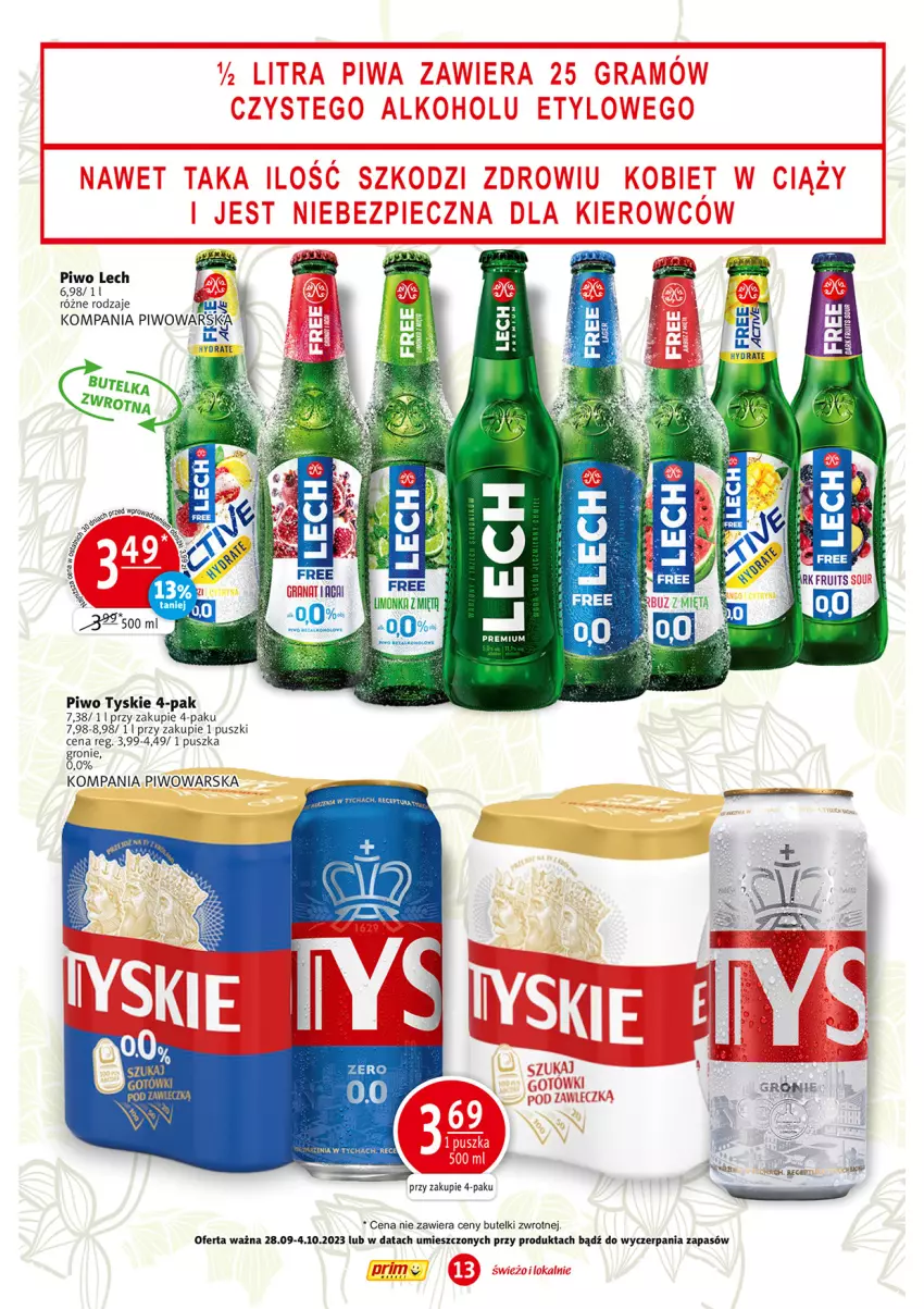 Gazetka promocyjna Prim Market - ważna 28.09 do 04.10.2023 - strona 13 - produkty: Piwo, Tyskie