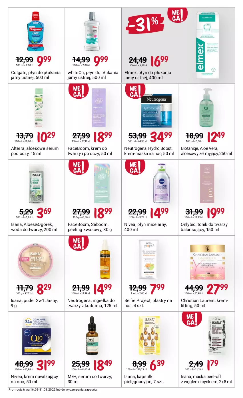 Gazetka promocyjna Rossmann - ważna 16.03 do 31.03.2022 - strona 11 - produkty: Aloe vera, Alterra, Colgate, Cynk, Elmex, Fa, Isana, Krem do twarzy, Krem nawilżający, Laur, LG, Maska, Mgiełka do twarzy, Neutrogena, Nivea, Ogórek, Peeling, Płyn do płukania, Płyn do płukania jamy ustnej, Płyn micelarny, Puder, Rum, Ser, Serum, Serum do twarzy, Serum pod oczy, Tonik, Tonik do twarzy, Woda