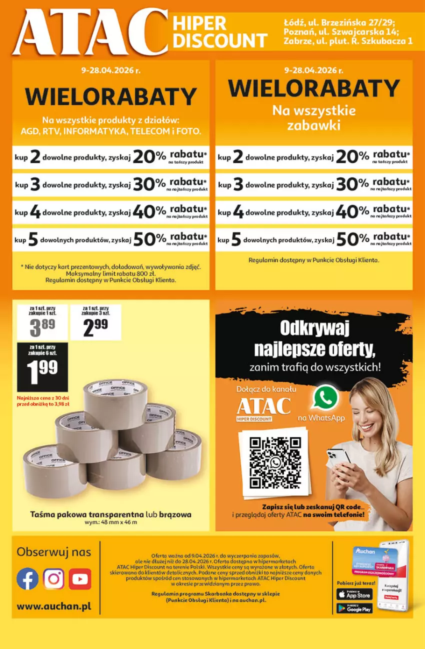 Gazetka promocyjna Auchan - ATAC Hiper Discount - ważna 09.04 do 28.04.2026 - strona 4 - produkty: Gra, LG, Taśma pakowa, Telefon, Tera, Tran