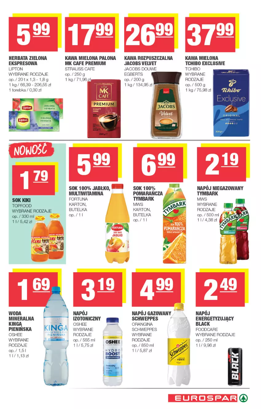 Gazetka promocyjna Spar - EuroSpar - ważna 03.11 do 13.11.2025 - strona 13 - produkty: Fortuna, Gin, Herbata, Jacobs, Jacobs Velvet, Kawa, Kawa mielona, Kawa rozpuszczalna, Lack, Lipton, Napój, Napój gazowany, Napój niegazowany, Oshee, Schweppes, Sok, Tchibo, Top, Torebka, Tymbark, Velvet, Woda