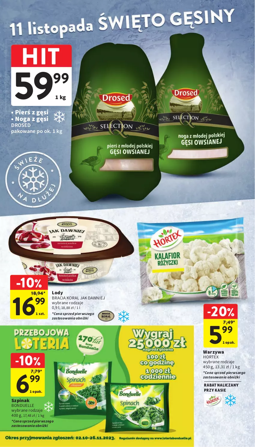 Gazetka promocyjna Intermarche - Gazetka Intermarche - ważna 09.11 do 15.11.2023 - strona 24 - produkty: Bonduelle, Hortex, Lody, Szpinak, Warzywa