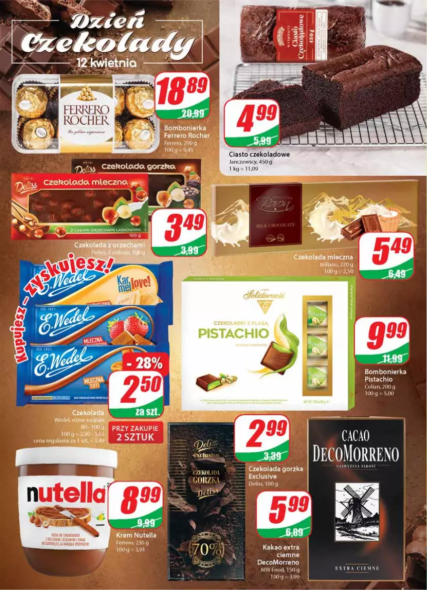 Gazetka promocyjna Dino - Gazetka - ważna 07.04 do 13.04.2021 - strona 4 - produkty: Ciasto czekoladowe, Czekolada, Czekolada gorzka, Czekolada mleczna, Fa, Ferrero, Ferrero Rocher, Kakao, Nutella