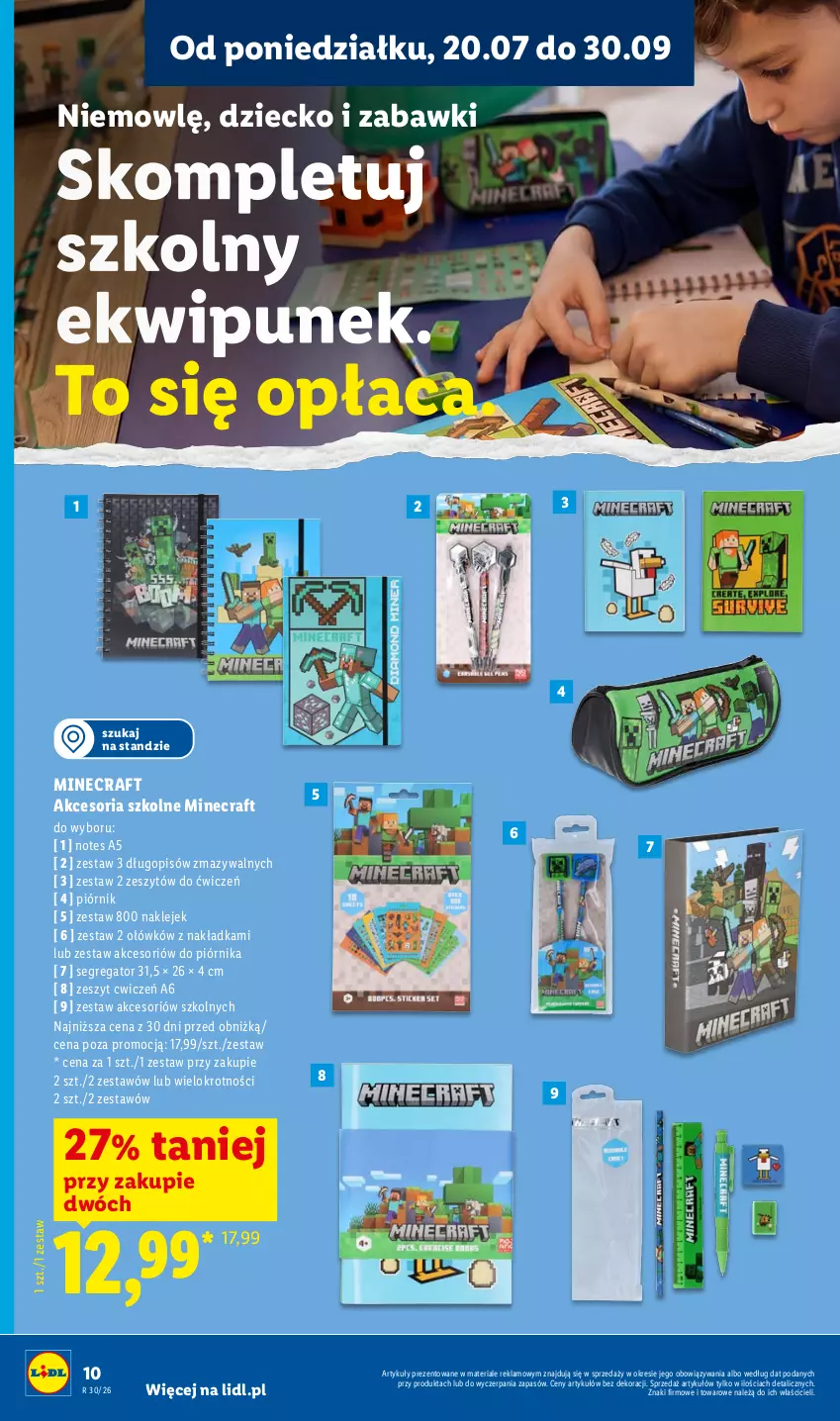 Gazetka promocyjna Lidl - Katalog ważny od 20.07 - ważna 20.07 do 25.07.2026 - strona 10 - produkty: Długopis, Klej, Minecraft, Piórnik