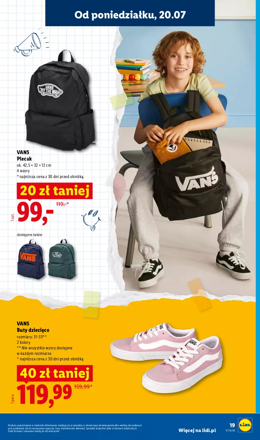 Gazetka promocyjna Lidl - Katalog ważny od 20.07 - ważna 20.07 do 25.07.2026 - strona 19 - produkty: Buty, Dzieci, Plecak