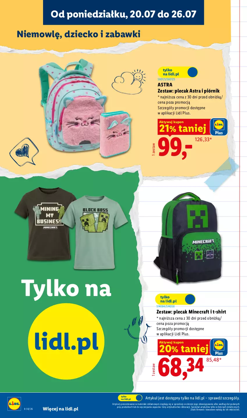 Gazetka promocyjna Lidl - Katalog ważny od 20.07 - ważna 20.07 do 25.07.2026 - strona 22 - produkty: Minecraft, Piórnik, Plecak, T-shirt