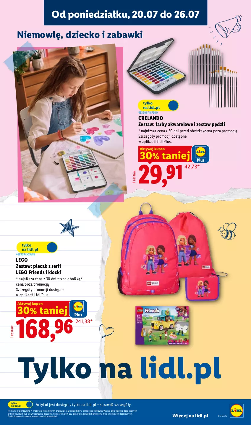 Gazetka promocyjna Lidl - Katalog ważny od 20.07 - ważna 20.07 do 25.07.2026 - strona 23 - produkty: Fa, Klocki, LEGO, LEGO Friends, Plecak, Ser, Zestaw pędzli