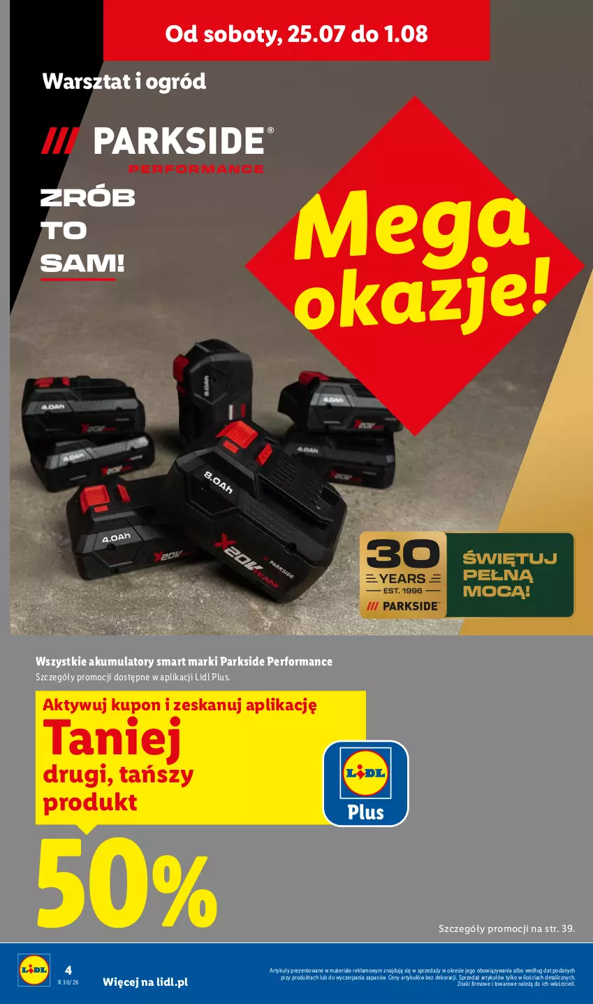Gazetka promocyjna Lidl - Katalog ważny od 20.07 - ważna 20.07 do 25.07.2026 - strona 4 - produkty: Akumulator, Ogród, Parkside