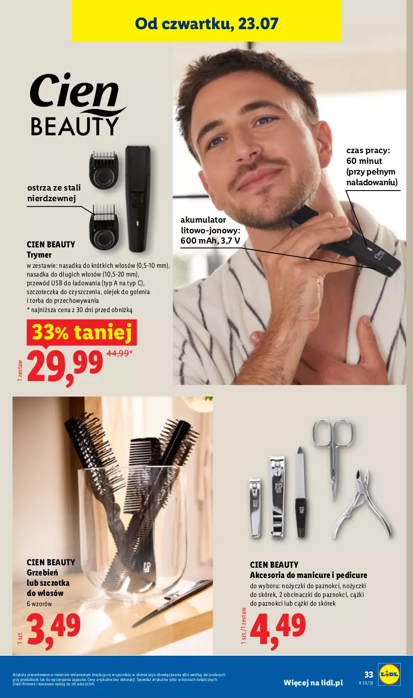 Gazetka promocyjna Lidl - Katalog ważny od 20.07 - ważna 20.07 do 25.07.2026 - strona 41 - produkty: Akumulator, Cążki, Cążki do skórek, Manicure i pedicure, Noż, Nożyczki, Olej, Przewód, Szczoteczka, Szczotka, Szczotka do włosów, Torba