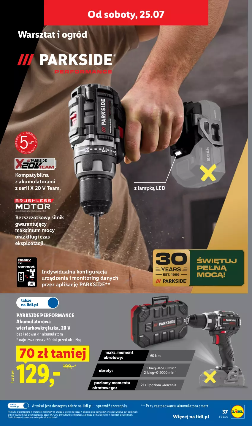 Gazetka promocyjna Lidl - Katalog ważny od 20.07 - ważna 20.07 do 25.07.2026 - strona 45 - produkty: Akumulator, Akumulatorowa wiertarkowkrętark, Monitor, Ogród, Parkside, Ser, Tarka, Wiertarkowkrętarka, Wkręt, Wkrętarka