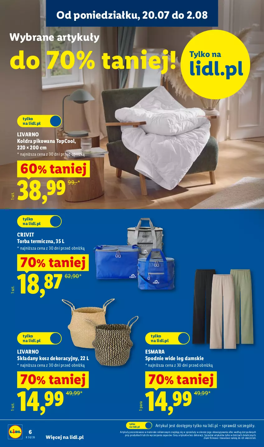 Gazetka promocyjna Lidl - Katalog ważny od 20.07 - ważna 20.07 do 25.07.2026 - strona 6 - produkty: Ivar, Kołdra, Kosz, Spodnie, Top, Torba