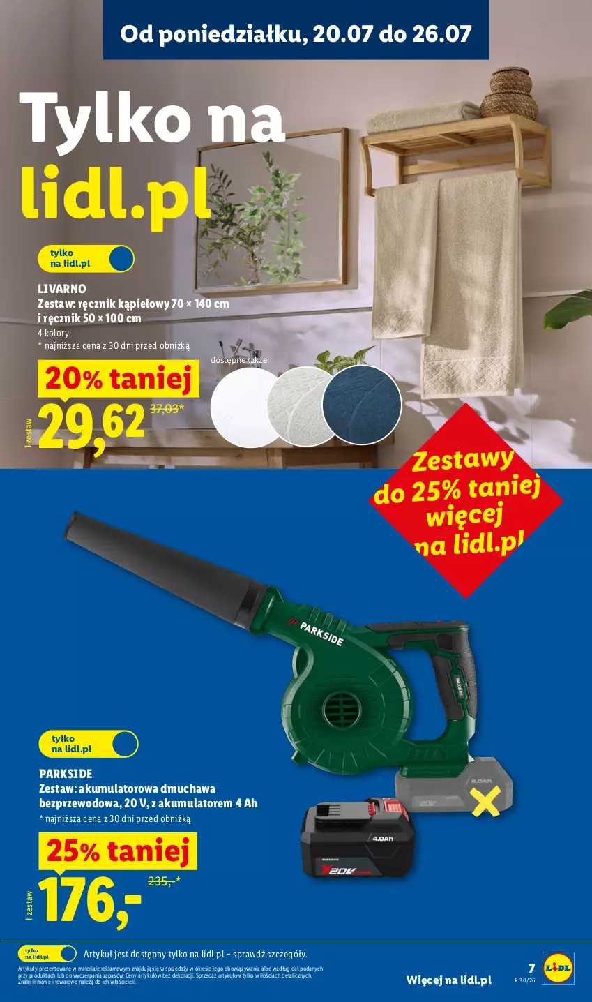 Gazetka promocyjna Lidl - Katalog ważny od 20.07 - ważna 20.07 do 25.07.2026 - strona 7 - produkty: Akumulator, Ivar, Parkside, Ręcznik, Ręcznik kąpielowy